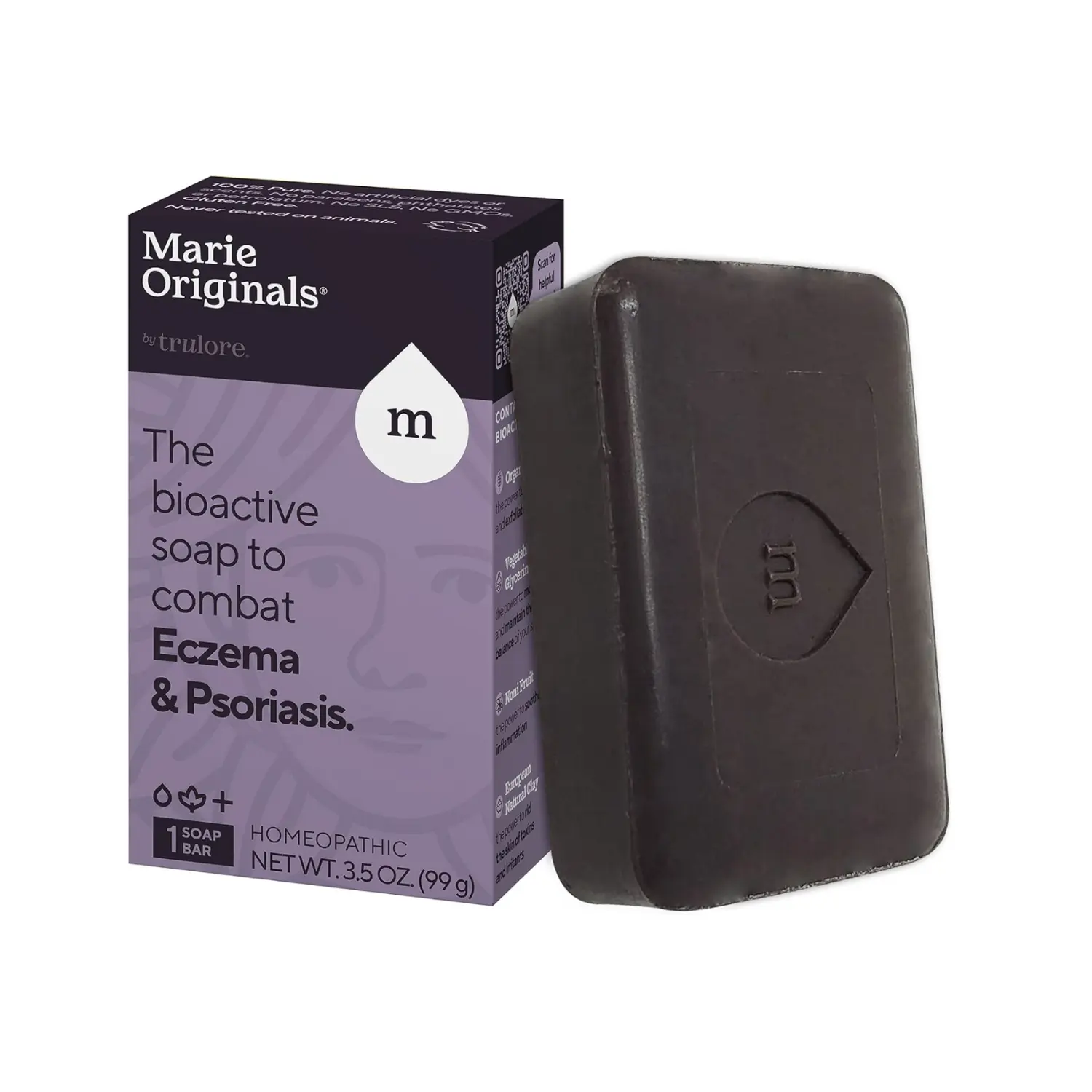 Marie Originals Eczema & Psoriasis Face & Body Soap | Gentle Daily Cleanser with Noni Herb & Oat Bran | For Dry, Itchy & Sensitive Skin | Kids Safe | Paraben Free