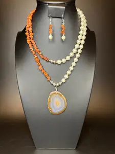 Venturina de Dia/Pearl Necklace & Earrings