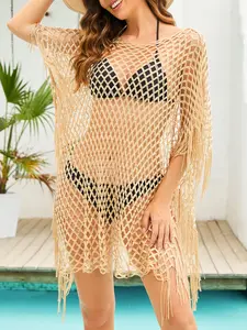 Women's Hollow Out Bikini Cover Up Dress, Swimsuit Cover Up, Loose-Fitting Beachwear Swimwear Outerwear Shawl, Casual Summer Fashion for Vacation