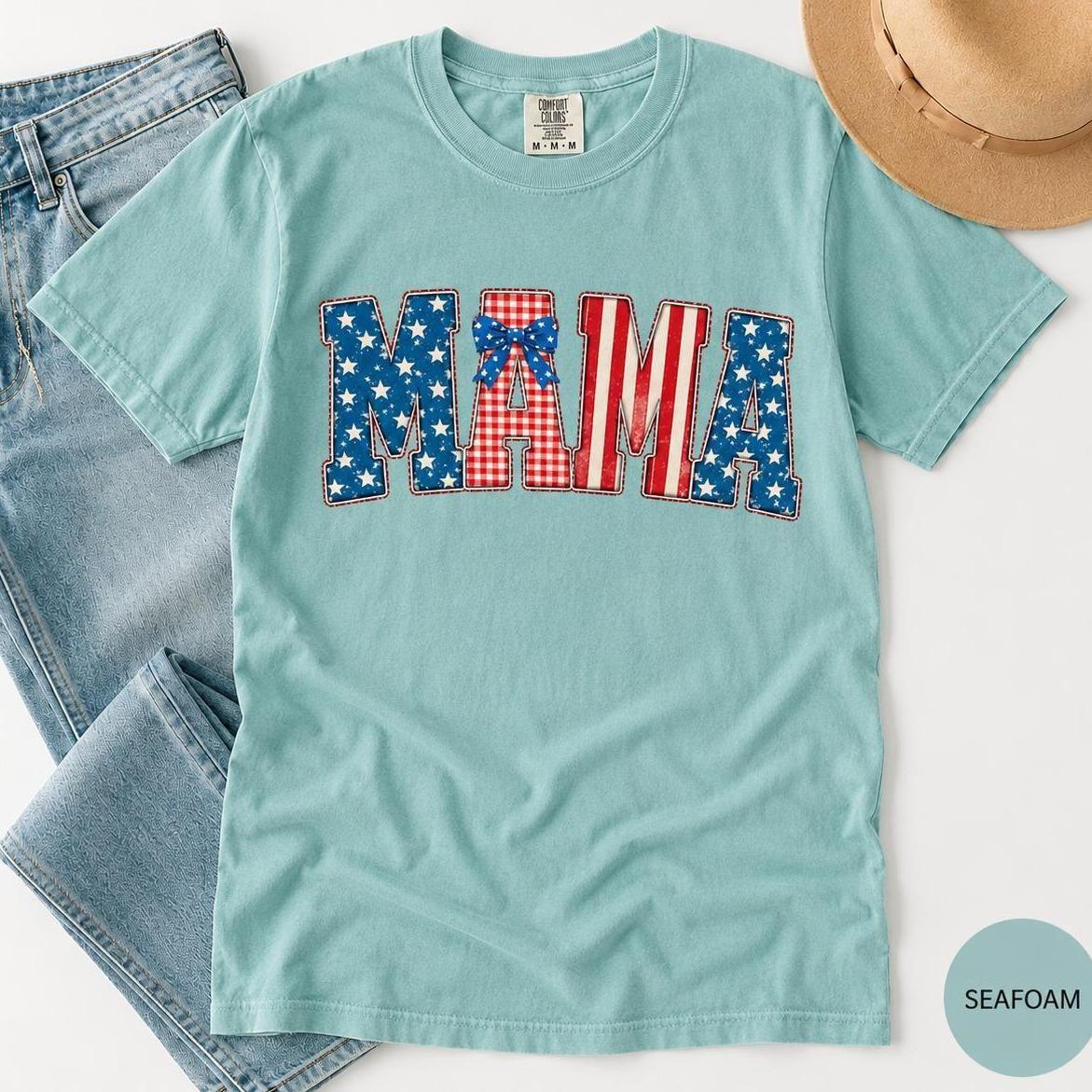 Comfort Colors Mama 4th Of July Shirt, Patriotic Mama Tee, Retro USA T-Shirt, Fourth Of July Gift, American Mama TShirt, Independence Day Gift