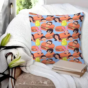 Bob's Burgers Style Belcher Family Print Throw Pillow (1 Piece, Includes Cover & Core), Funny Cartoon Themed Decorative Cushion for Teens, Kids & Fans, Perfect for Sofa & Living Room