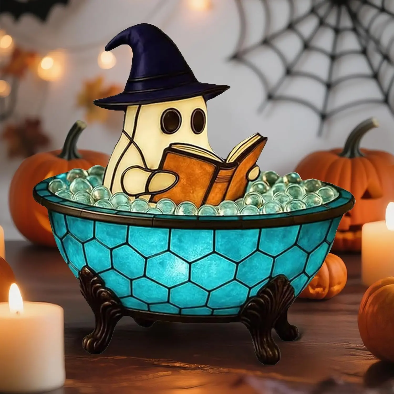 3D Ghost Bubble Bath LED Night Light, Cute Floating Ghost Design Lamp for Bathroom Decor, Halloween Party Spooky Gift decorative ambiance lighting