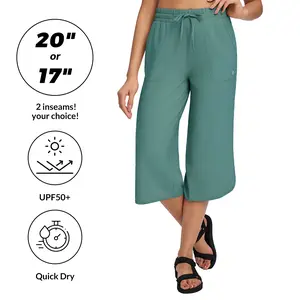 baleaf Women's 17''/20" Capri Pants Wide Leg Plus Size UPF50+ Lightweight Quick Dry Pants Casual Loose Sweatpants Hiking Walking
