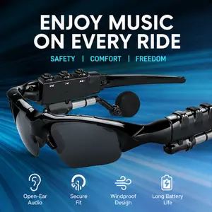 Smart Bluetooth Audio Glasses, Open Ear Wireless Sunglasses with Mic & Touch Control, Hands-Free Calls, Voice Assistant, UV Protection for Driving Running Outdoor Sports, Smart Music Glasses