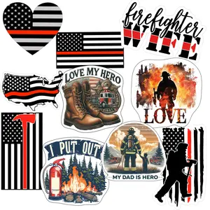 Firefighter Stickers, Ten Vinyl Stickers Supporting Firefighter, Great Firefighter Gift, Decorative Stickers