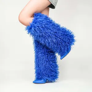 Demure Diamante Fur Boot  Women Footwear Pointed