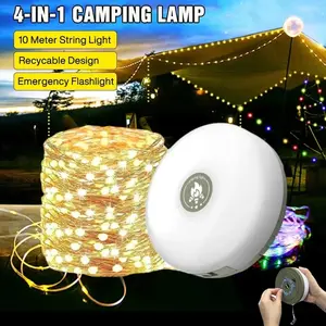 2 in 1 Rechargeable Camping String Light, Outdoor String Light with 8 Lighting Modes, Portable Outdoor String Lights for Outdoor Camping