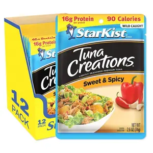 StarKist Tuna Creations Sweet and Spicy, 2.6 oz Pouch Ready to Eat Wild Caught Tuna, 16g Protein, 90 Calories Per Serving, Gluten Free, Soy Free, Kosher, Perfect for Salads, Meals and Snacks
