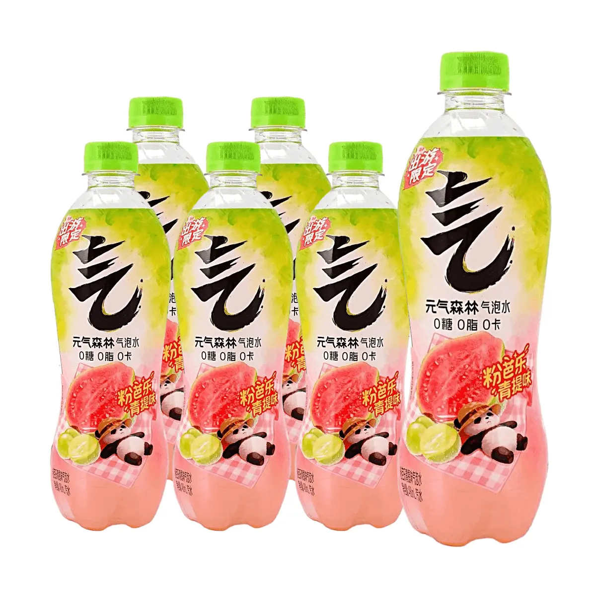 6 Pack Chi Forest Yuan Qi Sen Lin Sparkling Water Pink Guava Green Grape 16.23 fl oz - 0 Sugar 0 Fat 0 Calorie