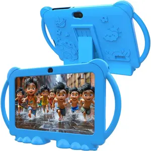 7-Inch Android 12.0 Tablet PC, 4GB RAM, 32GB ROM, Quad-Core, Bluetooth, IPS Display, Parental Control, Dual Camera, Lightweight Compact Shockproof Case for Educational Games (Blue)
