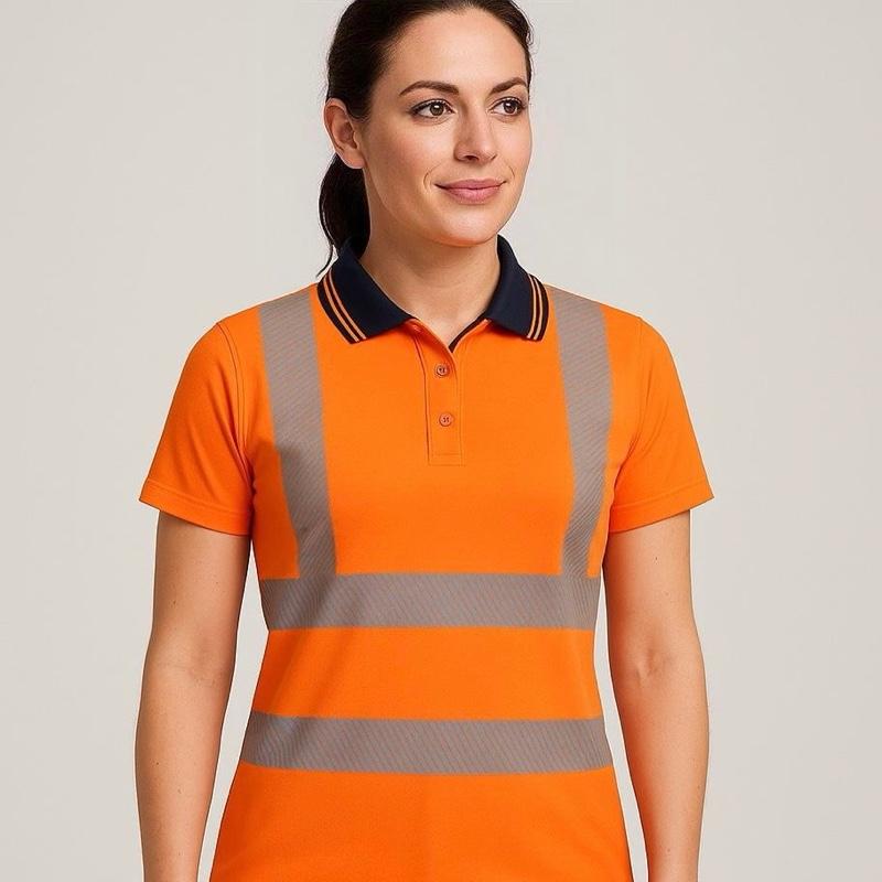 Portwest Hi-Vis Women's Cotton Comfort Pro Polo Shirt Short Sleeve with Reflective Stripes