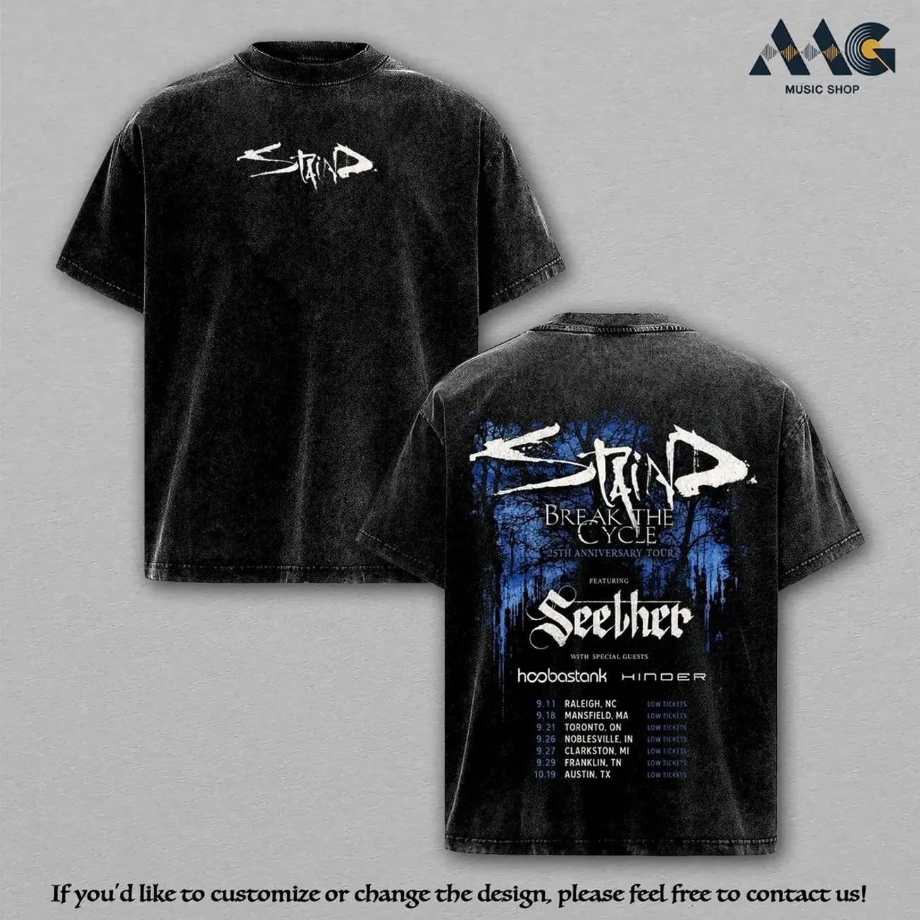 Staind Break The Cycle 25th Anniversary Tour Heavy Cotton Top, Nu Metal Alternative Rock Concert Merch, Oversized Graphic Tee Men, Y2k Grunge Casual Fashion Apparel, Vintage Washed Heavyweight Short Sleeve Top, Graphic Tee Unisex Heavyweight P7G