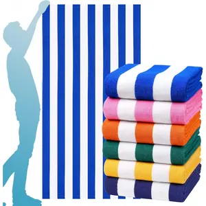 6 Packs Oversized 72x40 Inch Stripe Beach Towel Thin Terry Set XL Big Extra Large Accessories Essentials Soft Clearance Super Absorbent Pool Travel Bath Swim Camping