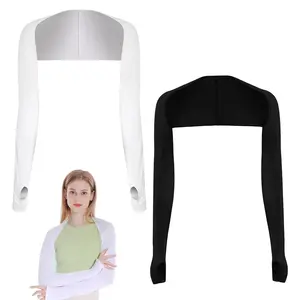 2 Pack Cooling Shawl Arm Sleeves with Finger Holes UV Protection Sun Shoulder Guard Breathable Lightweight Arm Cover for Outdoor Driving Cycling Hiking Men Women