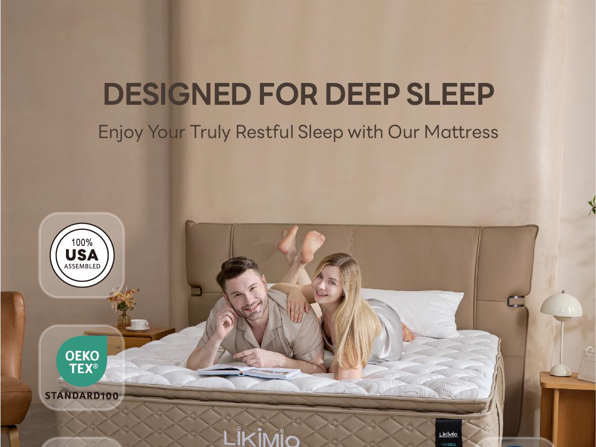LIKIMIO 12/14 Inch Queen Size Mattress, 2-in-1 Hybrid Mattress w/Memory Foam & Pocket Springs in A Box, Oeko-TEX & CertiPUR-US Certified, Made in USA