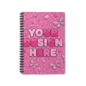 Pink Glitter Butterfly Spiral Notebook — Ruled Journal for Kids & Teens