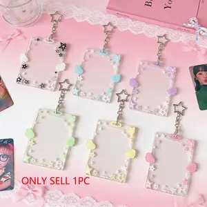 Star Hard Card Case for Students, Acrylic Id Holder, Three-Inch Polaroid Protector, Idol Fan Small Card Display Holder, Hanging Accessory Kit