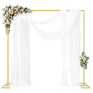1pc wedding party square gold arch bracket, metal balloon arch used for wedding decoration, square tube bottom combination sturdy support frame, multi-purpose activity arch without power supply, easy installation, Balloon Arch Backdrop