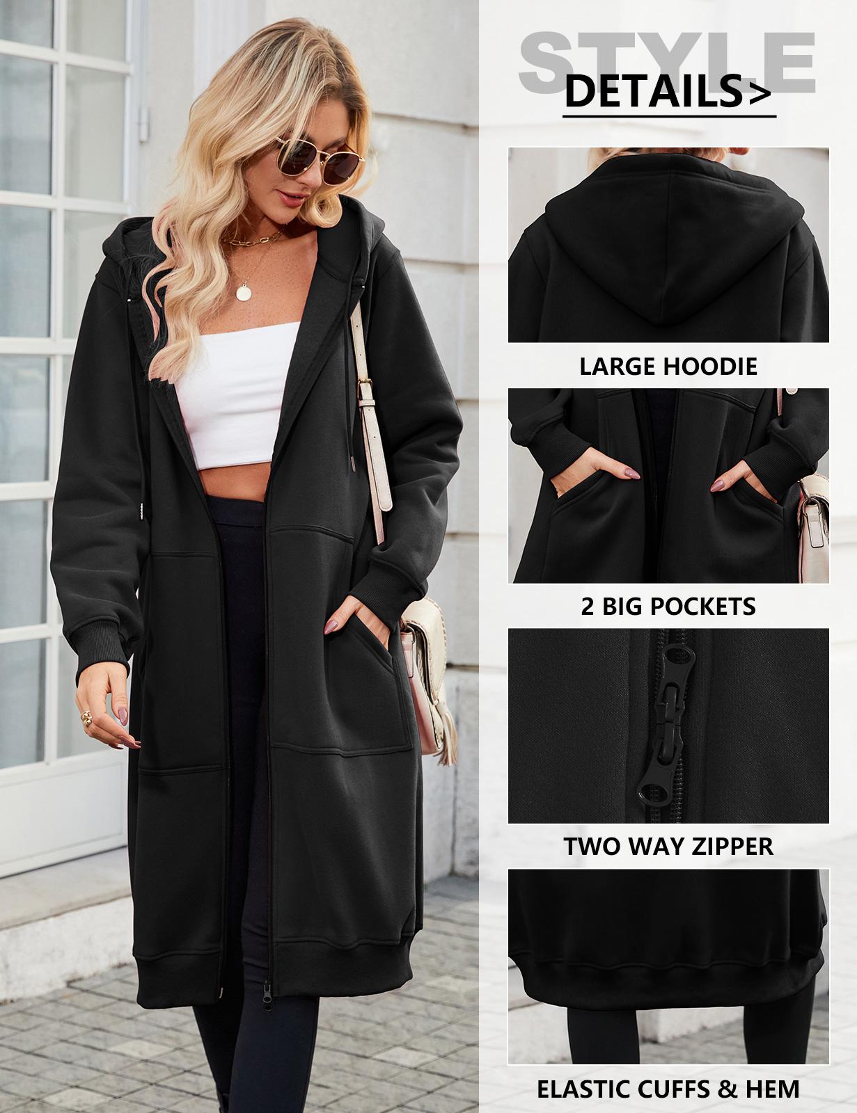 HEEKPEK Women's Minimalist Comfy Fleece Hoodie Coat - Casual Zip-Up Tunic Sweatshirt, Cotton Long-Sleeve Fitted Striped Knitwear Cardigan, Adjustable Outdoor Everyday Top, Ribbed