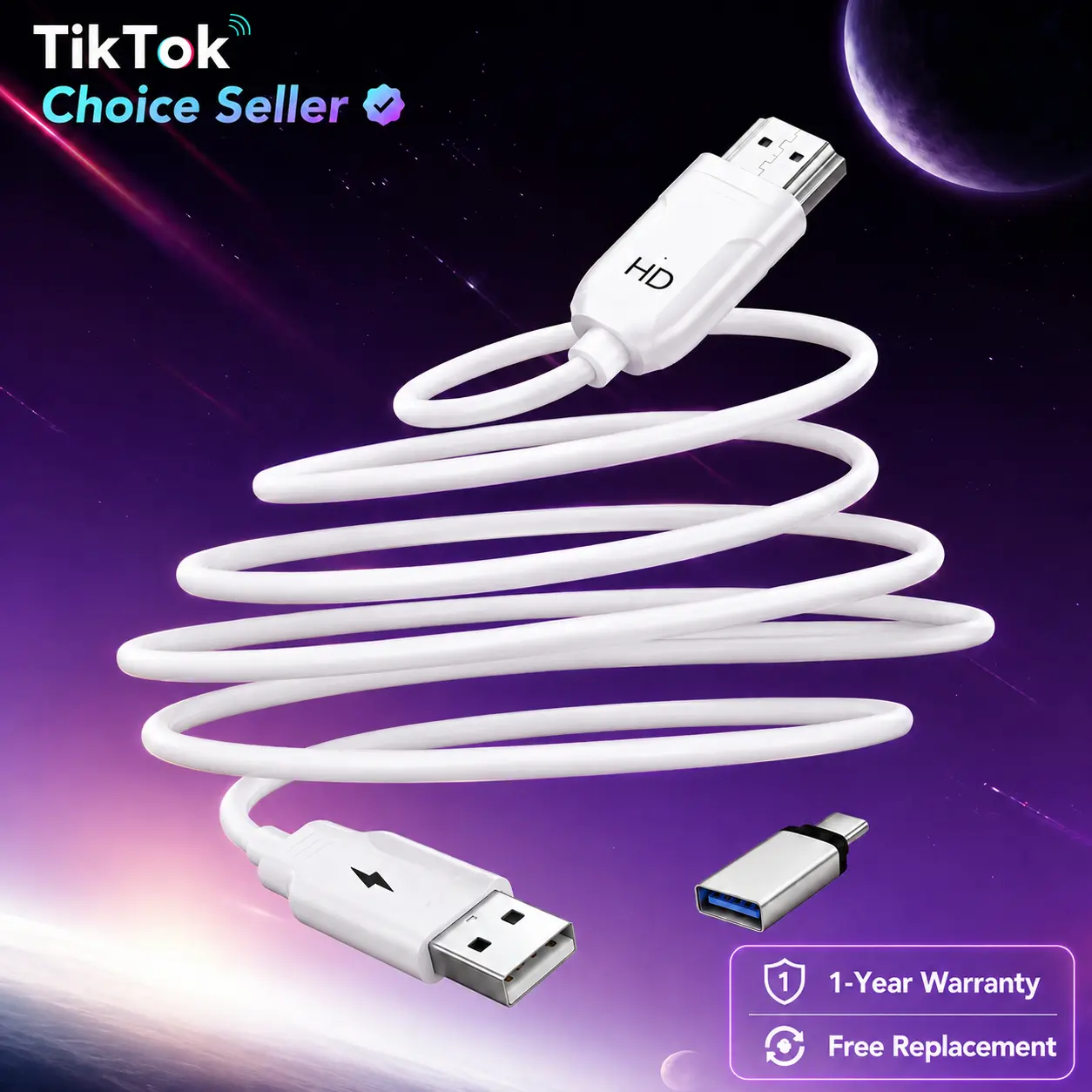 HOT 2026! USB-C to HDMI 4K@60Hz HDR Cable with PD Charging – Thunderbolt 4/3 Compatible, Plug & Play. Perfect for Dorm Room Setup, Office Presentation & Gaming on Big Screen. Back to School Essential!