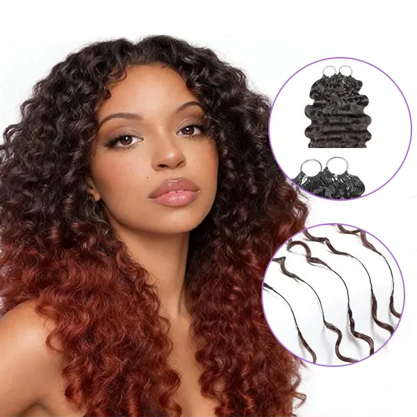 New 2026 ElNbeauty Burmese Curl Feather CrochetHuman Hair Bundles, Lightweight Pre-Separated SuperInvisibly Knot and Durable Reusable T350# Human Hair 16-24inches Optional