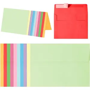30 Pack A4 Blank Cards with Envelopes, 4x6 Colored Folded Cardstock and Matching Colored Self-Seal Envelopes, Printable Thank You Greeting Cards, for Custom Printing, Wedding, Birthday &  Occasions