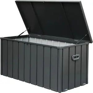 200-Gallon Lockable Steel Deck Box – Large Waterproof Storage Container for Patio Furniture, Garden Tools, and Pool Supplies