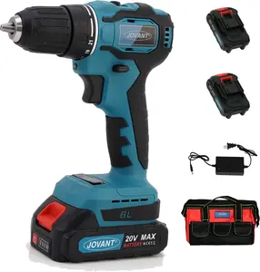 JOVANT Brushless Cordless Drill Set/Driver Kit,Lightweight Driver, Electric Power Drill with 2 Batteries and Charger,3/8 Inch Keyless Chuck,21+1 Torque Setting,2 Speed with Bits