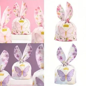 30pcs Bunny Ears Candy Chocolate Gift Bags, Baby Shower Pet Bags, Gender Reveal Party, Wedding, Birthday, Butterfly Theme Decorations