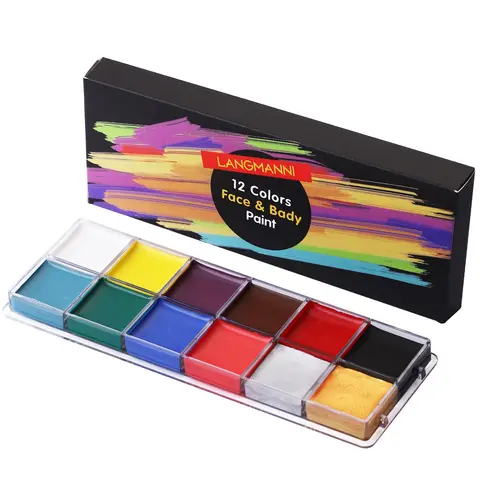 12 Colors Face & Body Paint Palette, 1 Box High Pigment Highly Saturation DIY Body Paint Palette Body Makeup for Cosplay, Party, Festival Leg Body Makeup