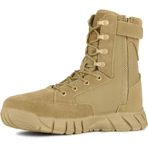 FREE SOLDIER Men's Work Tactical Boots 8 Inches Lightweight Combat Boots Durable Suede Leather Military Boot Desert Boot