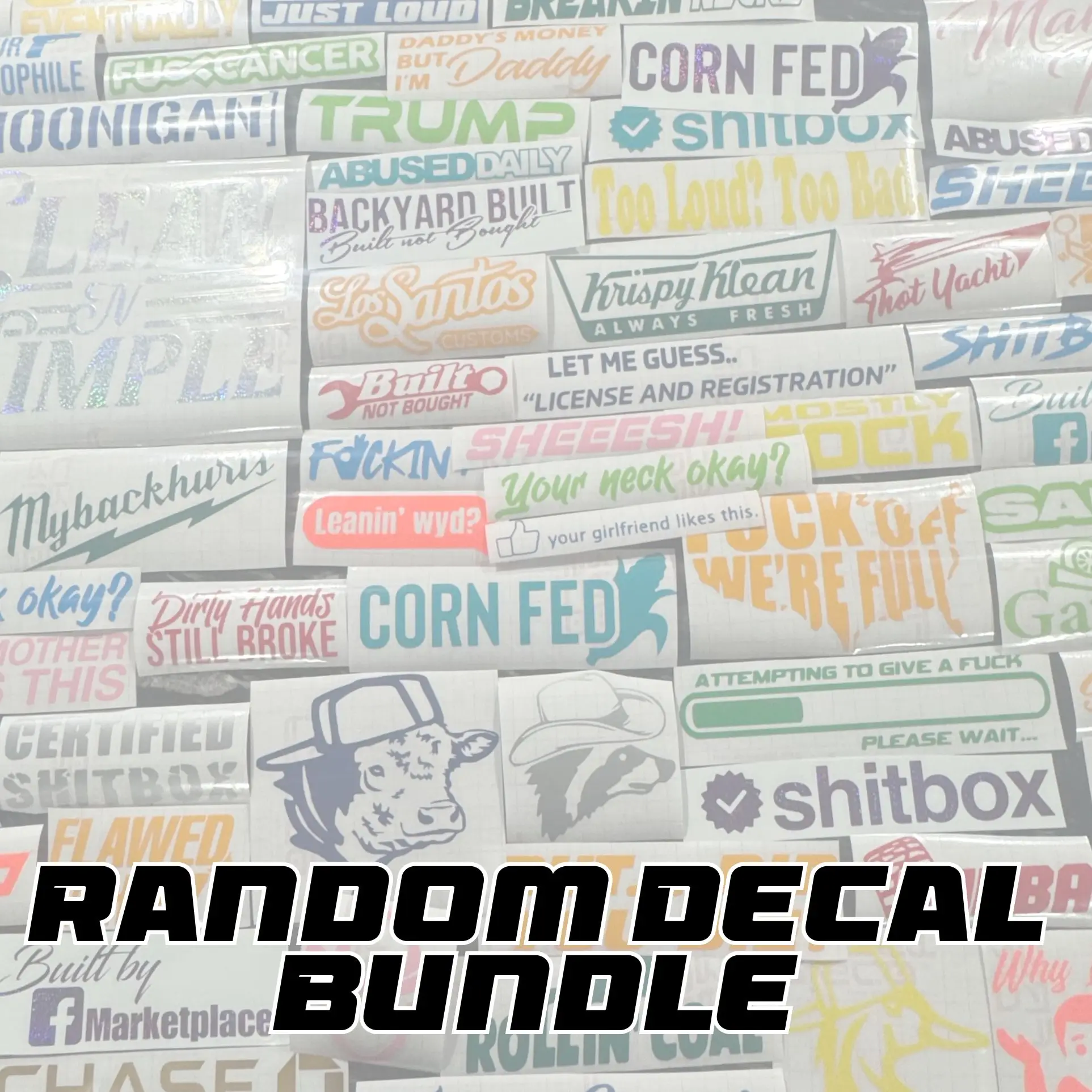 Random Decal Bundle Size Range (5-10Inch) - Pick your color - Leave us a note with what you drive
