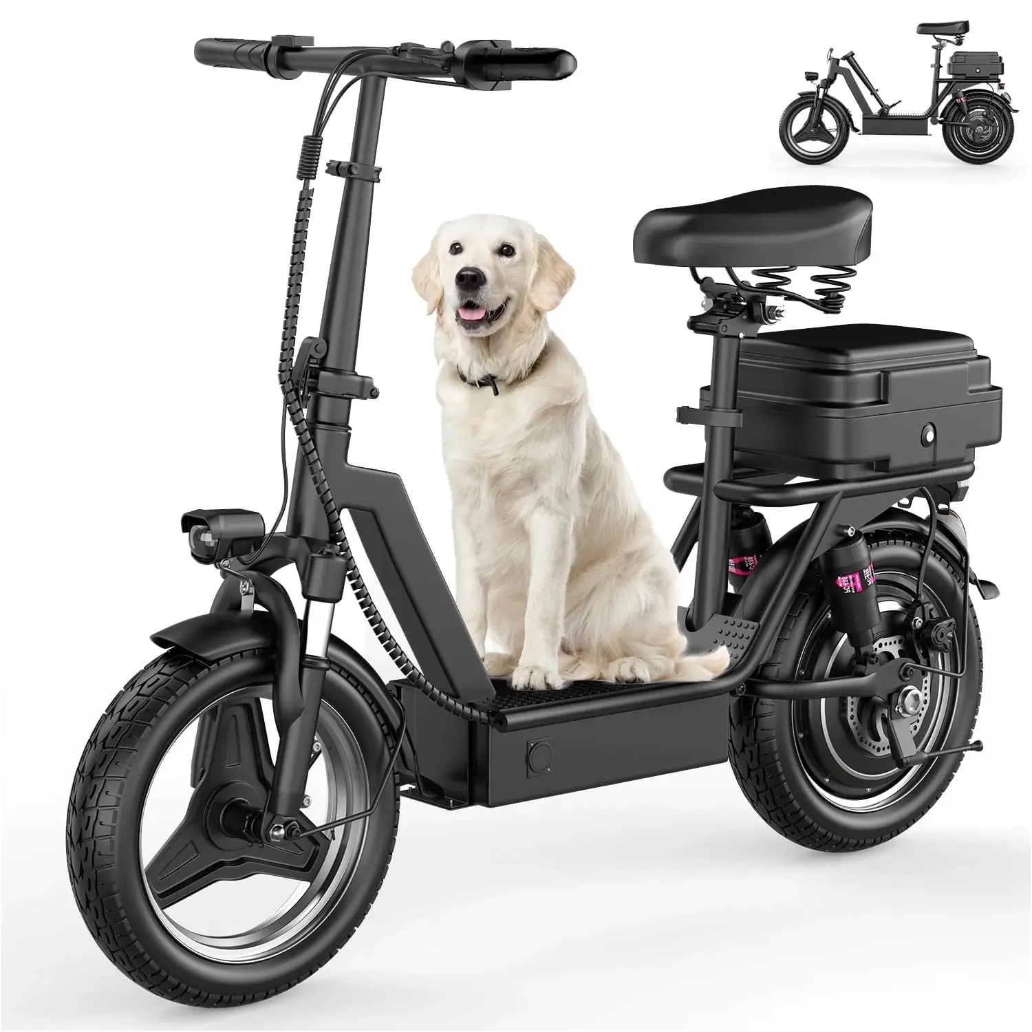 EVOKUN GT11 Commuter Electric Scooter,1200W Peak Motor 48V 15Ah High-Performance E-scooter, 14 " Commuter Electric Scooter with Seat &Carry Basket-Up to 35Miles 25MPH,Electric Scooter For Adults,UL2272