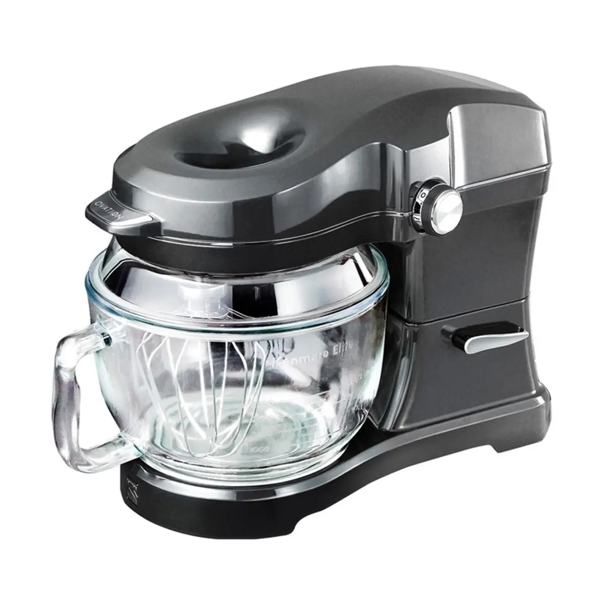 Kenmore Elite 6037641 Countertop Stand Mixer - 5 qt, Gray, 10 Speed, Planetary Mixing with 88 Touchpoints, Flat Beater/Creamer, 37.7 lbs, LED Light, Glass Accessory Compatible Kitchen Appliance