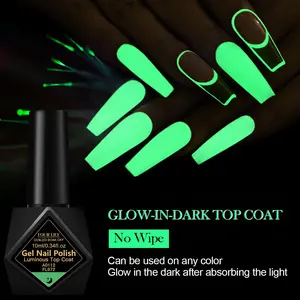 FOURLILY 10ML Luminous Top Coat, Glow-in-Dark Gel Nail Polish, Glowing Nails, Nail Care, Long-Lasting, Smooth Application, Scratch & Abrasion Resistant, Alcohol-Free, UV/LED Cured, Perfect for Luminous Nail Art, Manicure DIY Gel for Women