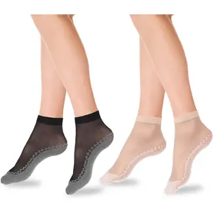 Sheer Socks, 12 Pairs Nylon Socks for Women Sheer Ankle Sock Women Ankle Stockings Silk Sock w/Reinforced Bottom and Toe