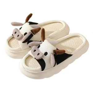 Womens Plush Cow Slippers Cute Cotton Animal Home Shoes Fluffy Suitable for Indoor