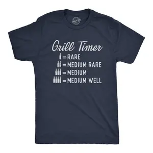 Mens Beer Grill Timer T shirt Funny Backyard BBQ Summer Graphic Novelty Tee Mens Funny T Shirts Cool Vintage Fashion T-Shirt Gift Classic Menswear Food Apparel for Men Funny Beer Short Sleeve Novelty Tees for Navy