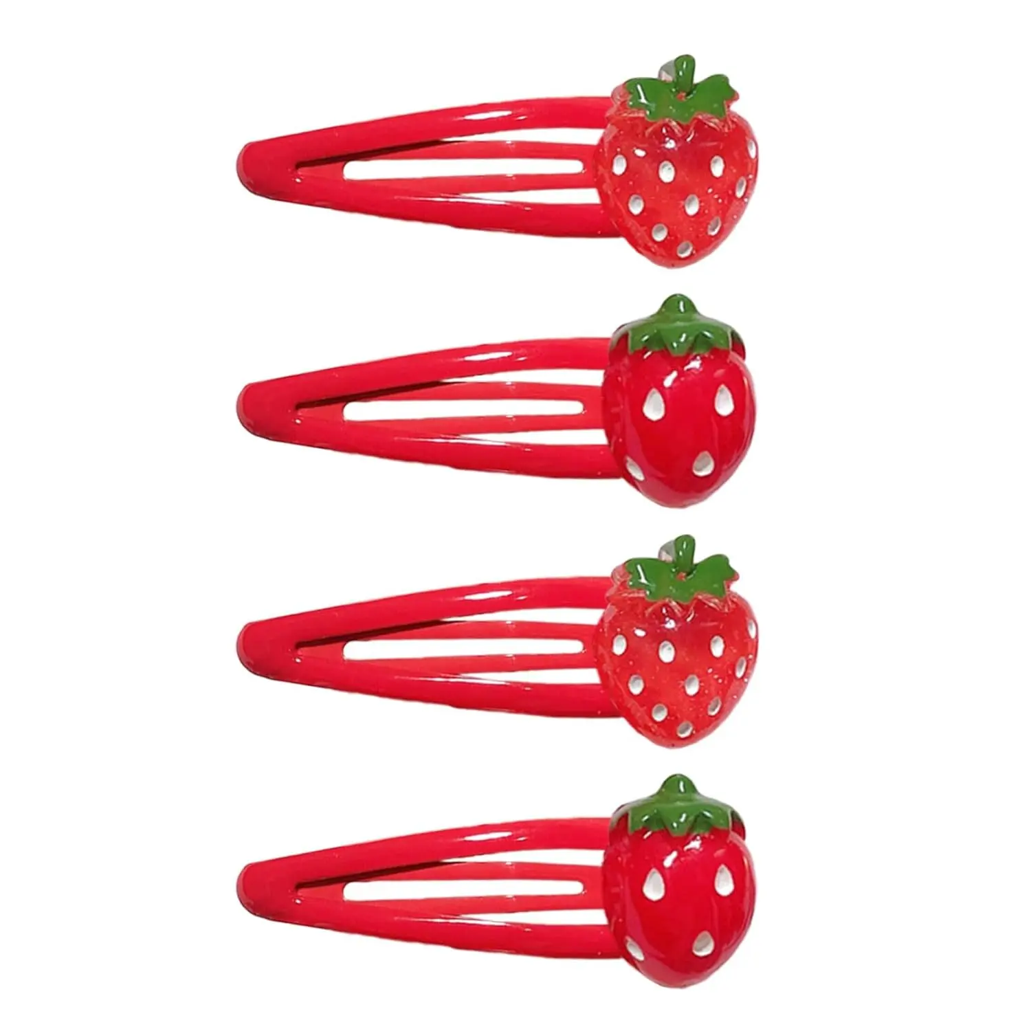 Strawberry Hair Clip - 4 count Red Metal Snap Fruit Hair Clips Hair Barrettes Cute Strawberry Hair Accessories for Girls   and Teens Gifts