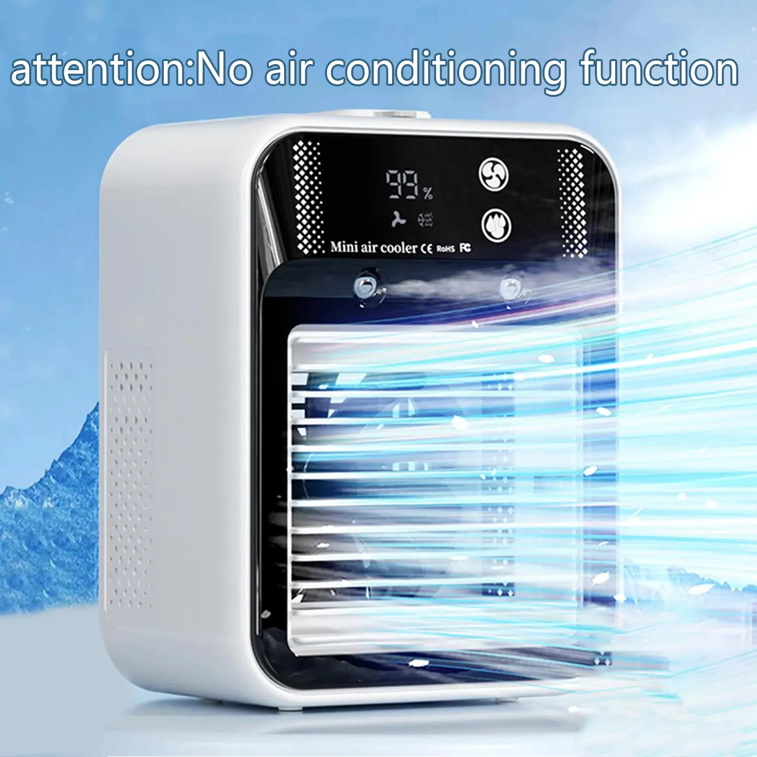 Portable Cooler, Rechargeable Mini Portable Air Cooler Fan, Personal Cooling Fan, Small Cooler for Bedroom, Office, Outdoor Use, Multifunction Cooling