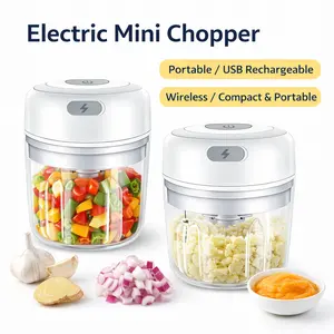 Electric Mini Food Chopper, 250ML USB Rechargeable Portable Vegetable Chopper, Wireless Garlic Onion Ginger Chili Grinder, Small Food Processor for Fruit, Meat, Spices and Baby Food,summervibes