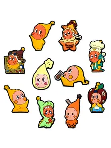 10pcs Cartoon Yellow Star Character PVC Shoe Accessories, DIY Waterproof Detachable Sandal Strap, Kids Christmas Gift, Party Style