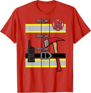 Halloween DIY Firefighter Uniform Costume T-Shirt - Viqarfaroo Shop 37B08DCNHKMC