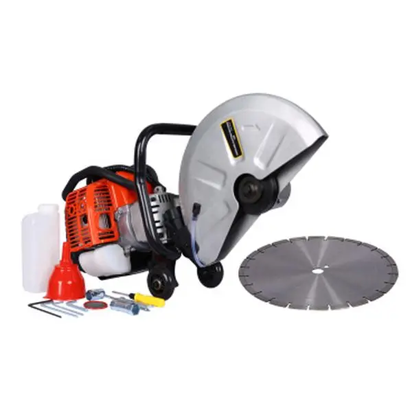 52cc 2-Stroke Gas-Powered Concrete Cutter Saw - 14" EPA-Approved 2000w Tool with Handles, Water Line, Included Blade for Renovation, Asphalt/Stone/Concrete Blocks Cutting