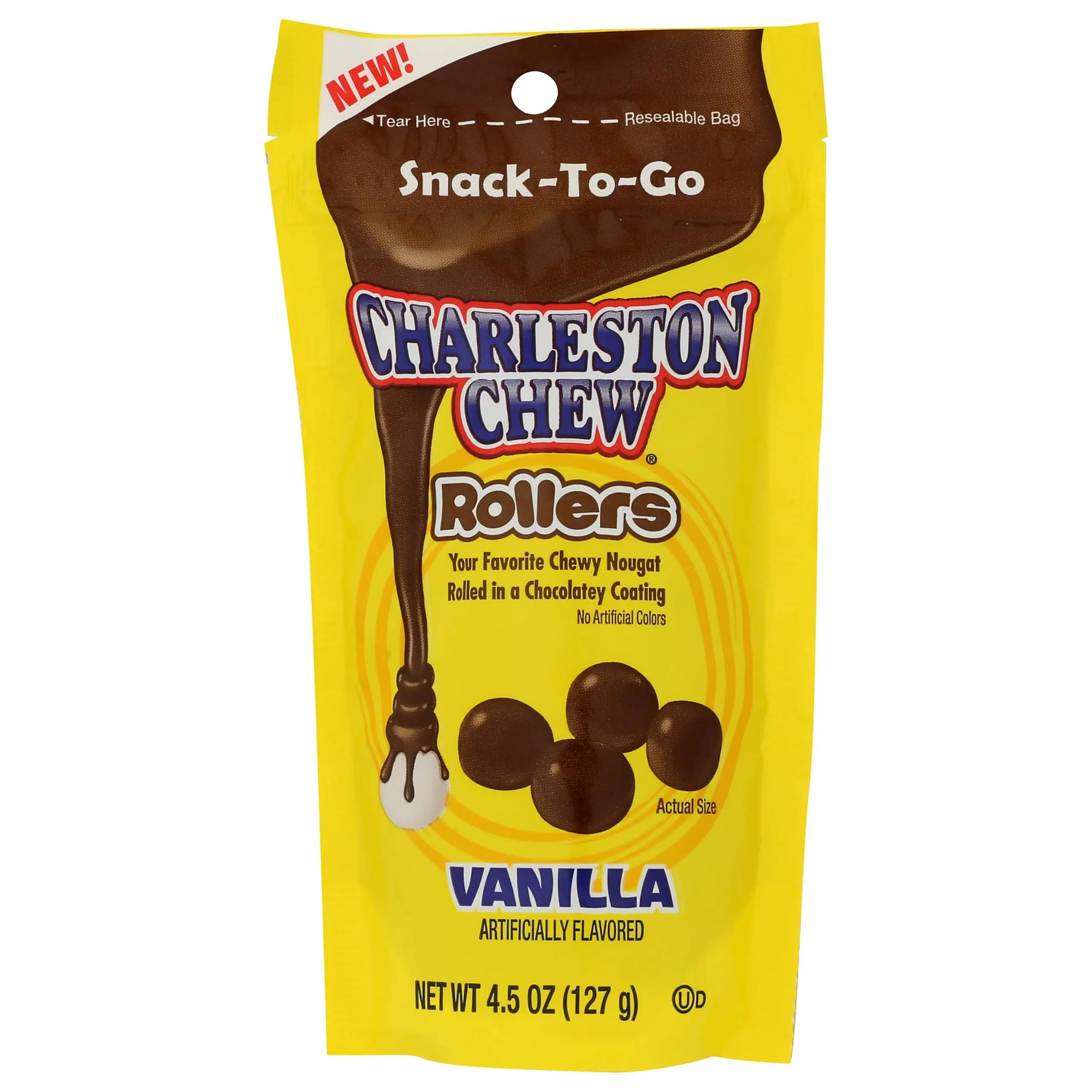 Charleston Chew Rollers Vanilla Snack-To-Go Resealable Bag 4.5 oz