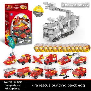 Easter Egg Building Blocks Toy Set for Kids DIY Assembly Surprise Eggs with 12 in 1 Mini Construction Vehicles Fire Truck Train Ocean Series Easter Basket Stuffers Party Favors Classroom Prize Gifts for Boys Girls miniverse  magnetic birthday