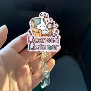 Licensed Listener Badge Reel, Therapist Badge Holder, Counselor ID Reel, Mental Health Gift, Cute Goose Badge