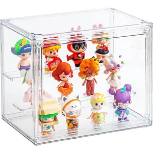 Acrylic Display Cases for Collectibles, Clear Display Case for Figures, 3 Tier Display Shelf Boxes Miniature Display Case, Dustproof and Stackable Action Figure Display Case (1, Small)