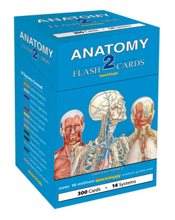 Anatomy 2 Flashcards - 14 Body Systems Quickstudy Reference Tool, Max Labels per Card by Vincent Perez