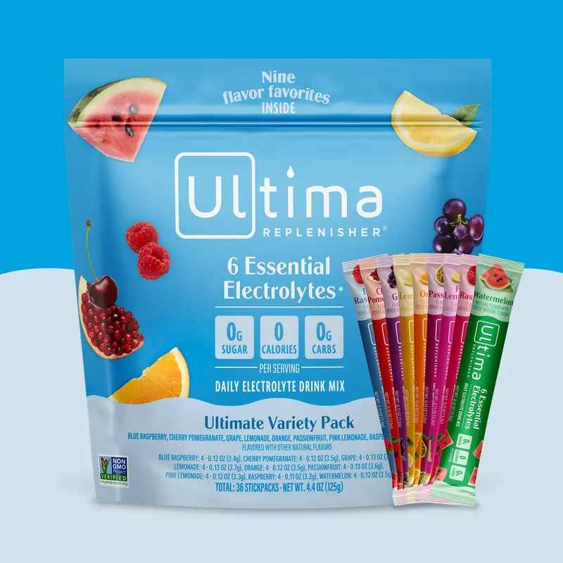 Ultima Replenisher Ultimate Variety Daily Electrolyte Drink Mix – 36 Sugar-Free Hydration Packets with 6 Key Electrolytes, Vitamin C & Zinc – Vegan, Keto & Non-GMO